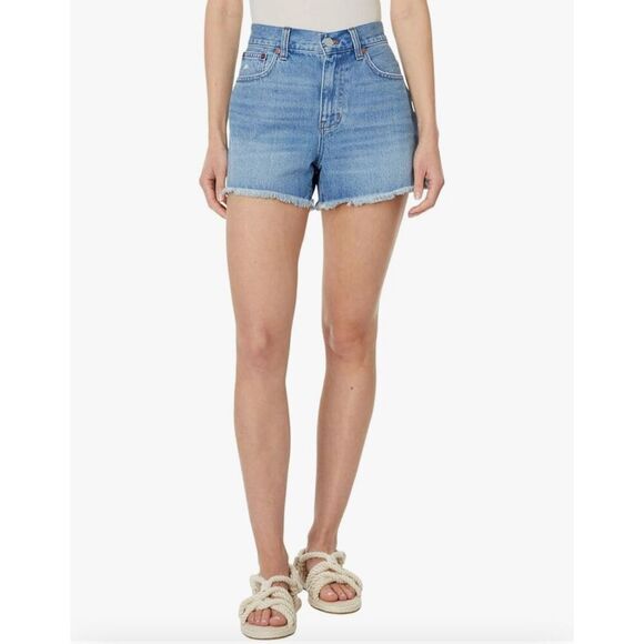 Madewell Women's Relaxed Shorts with Raw Hem Medium Indigo - Picture 1 of 10